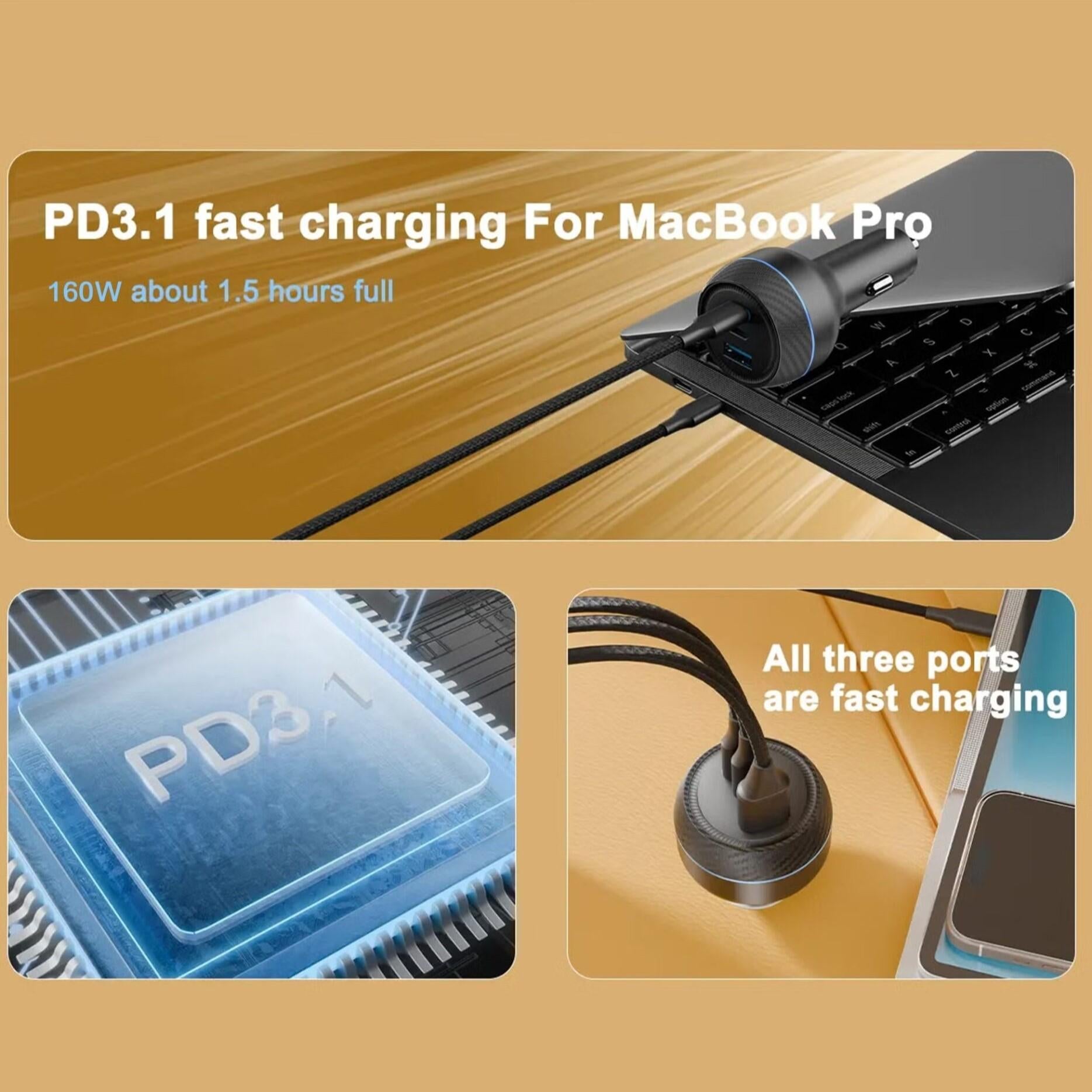 Brave | 160W 3port PD+QC Car Charger | BCC -25 Brave | 160W 3port PD+QC Car Charger | BCC -25
